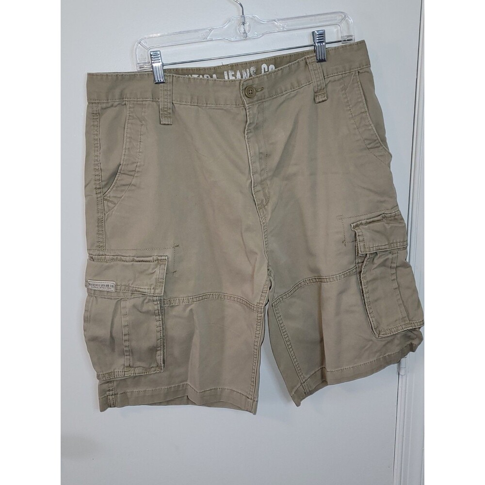 NAUTICA Men's Khaki 100% Cotton Cargo Shorts Size 36W
